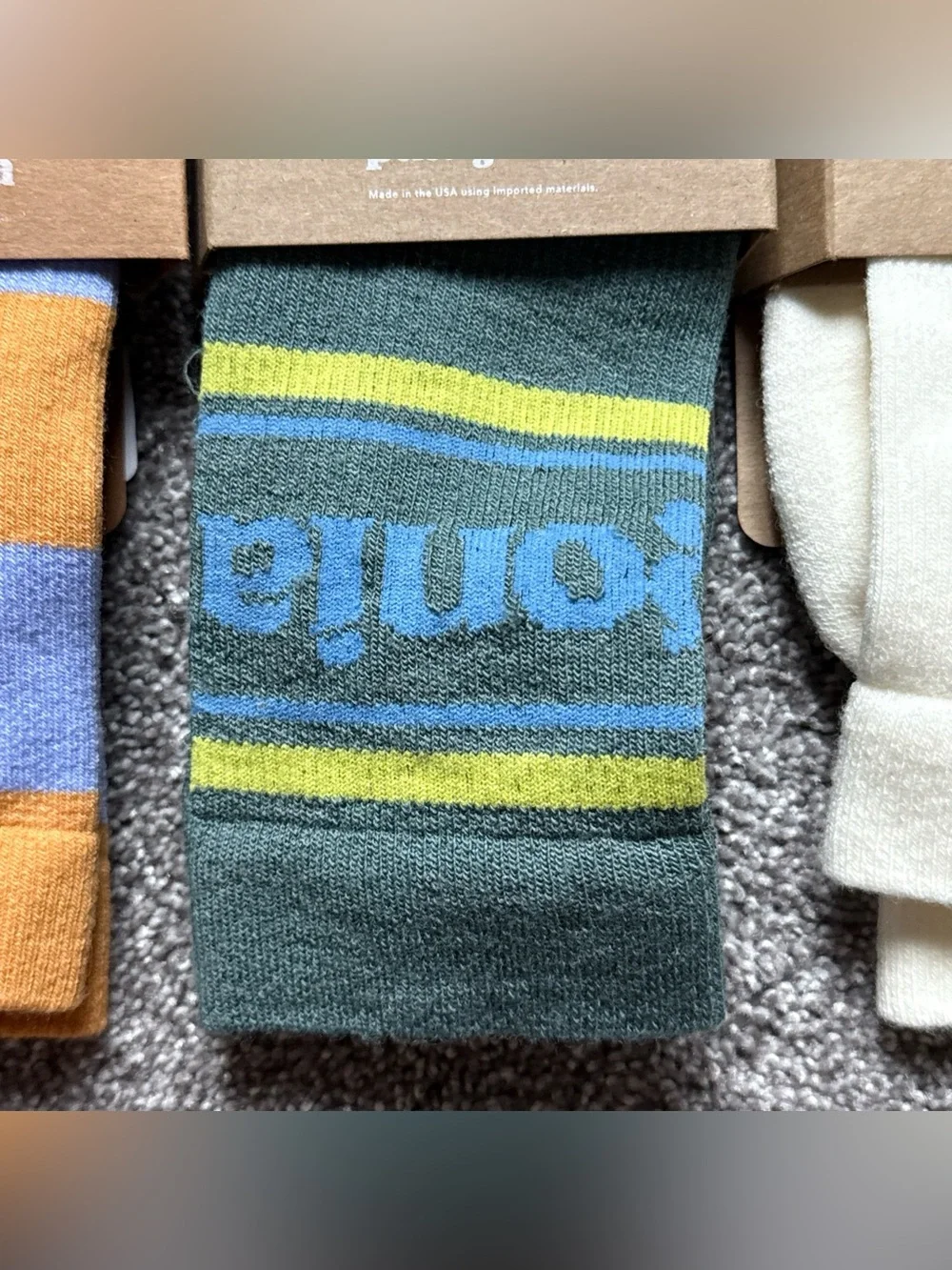 Patagonia Men's Wool Crew Socks - Blue, Orange, Green, Cream